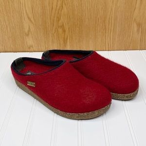 Haflinger Women’s Grizzly Classic Wool Felt Clogs Red Slip On Shoes Size 8